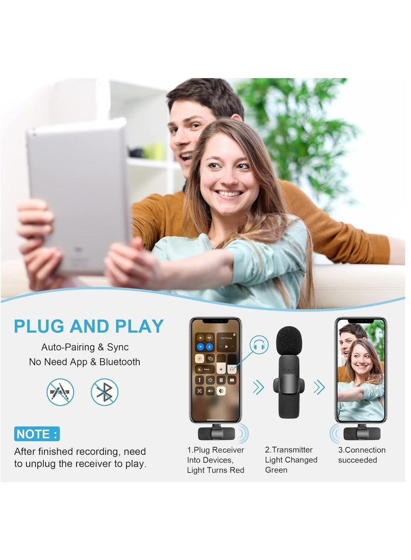 Wireless Lavalier Microphone for Type-C Phone- Plug-Play Wireless Mic with 2 Microphone for USB-C Android Phone Video Recording- Interview- Vlog- Auto Sync and Noise Reduction- 2.4G - Image 2