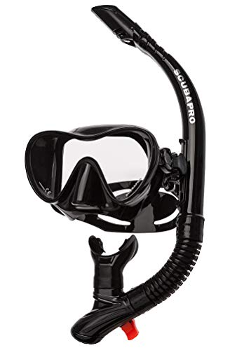 Scubapro Trinidad Single Tempered Glass Lens Frameless Scuba Snorkeling Mask Snorkel Set - Black - Image 1