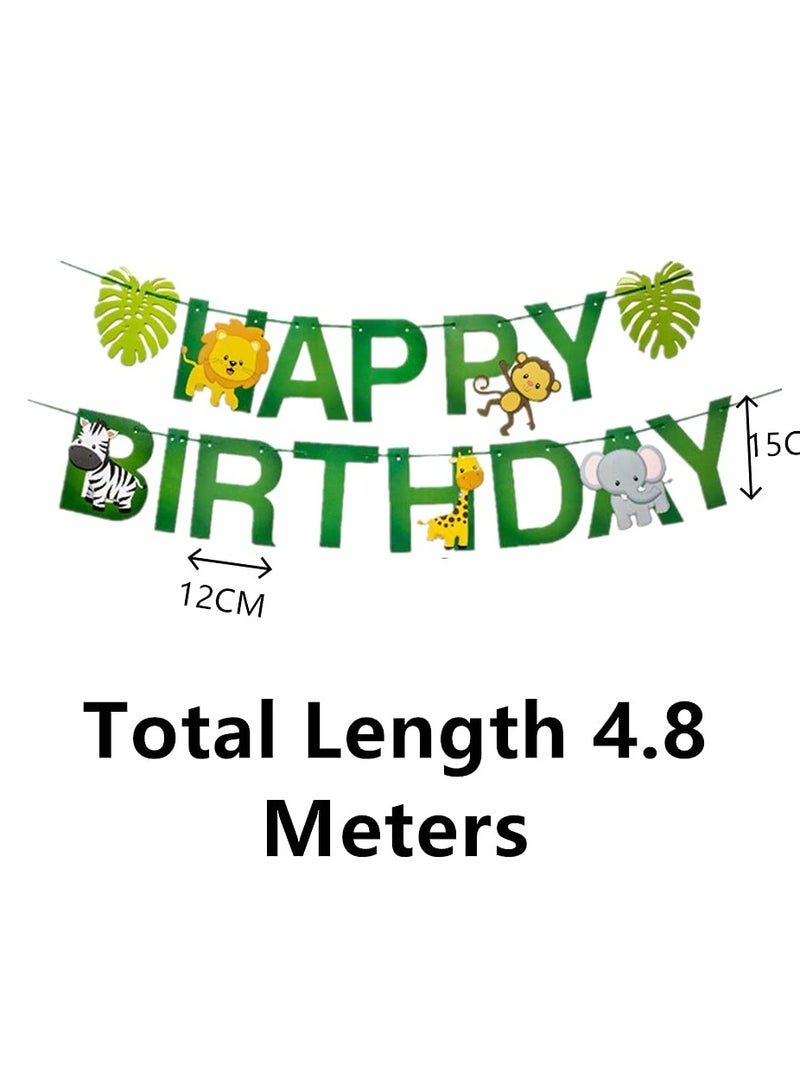 2 birthday banners with an animal pattern for a jungle themed birthday party decoration supplies - Image 2
