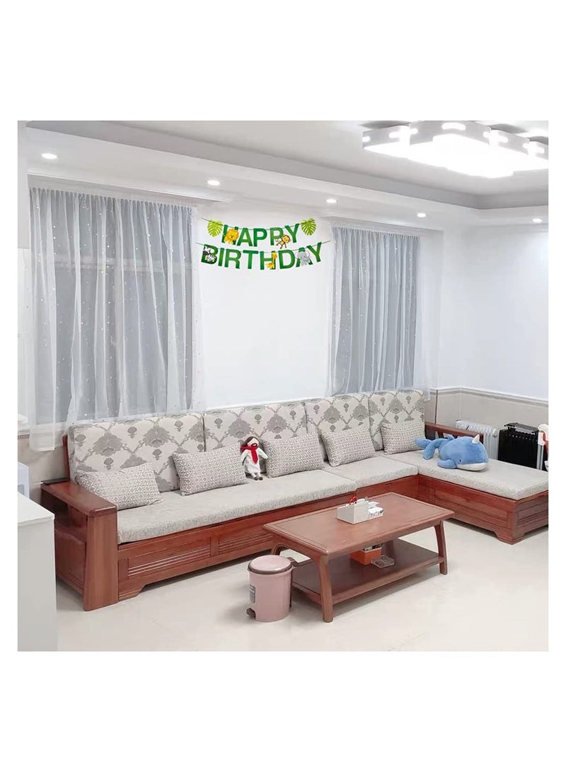 2 birthday banners with an animal pattern for a jungle themed birthday party decoration supplies - Image 4