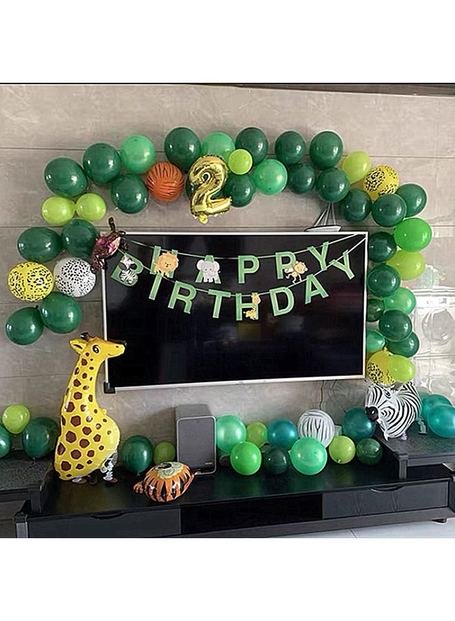 2 birthday banners with an animal pattern for a jungle themed birthday party decoration supplies - Image 1