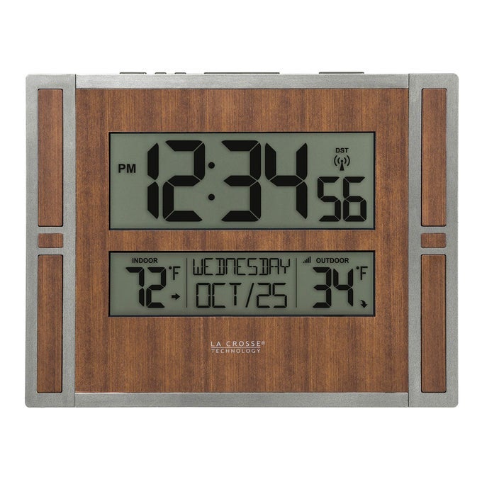 BBB86088 ATOMIC DIGITAL WALL CLOCK WITH INDOOR OUTDOOR TEMPERATURE