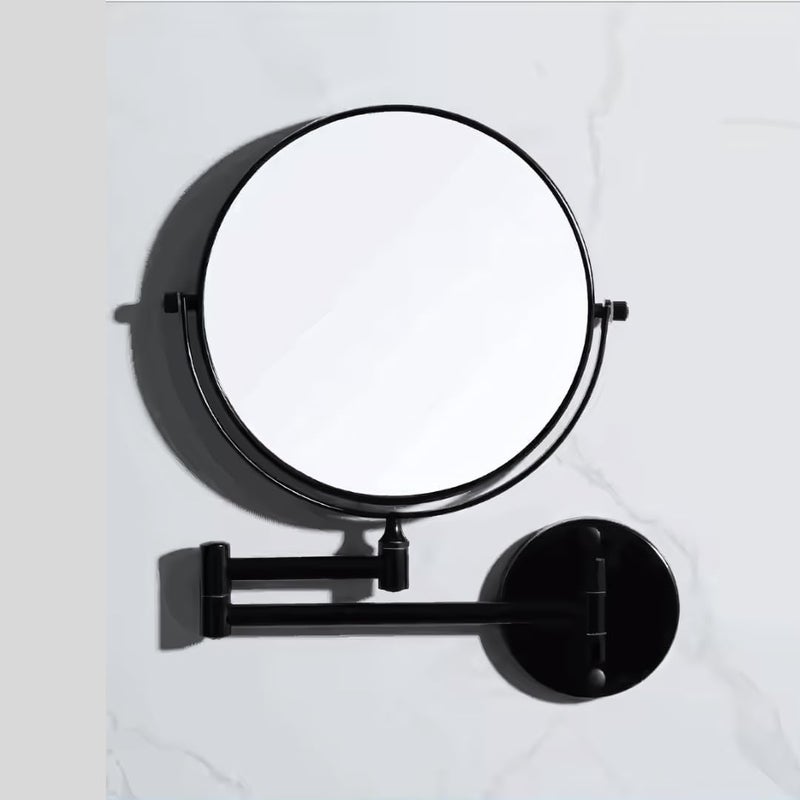 JPS Brass Dual Side Round Mirror for Bathroom 360° Swivel with Magnifying View | Magnifying Shaving Makeup Mirror Wall Mounted | (Black) - Image 5
