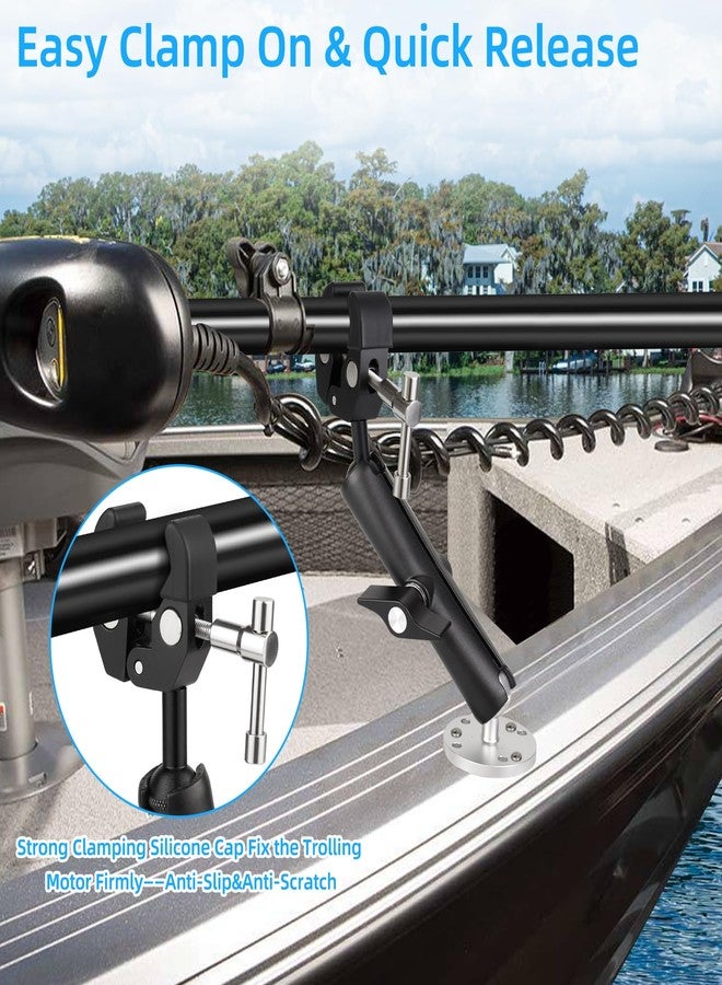 CLLOMAGY Trolling Motor Stabilizer Mount Support for Minn kota Terrova/Riptide Terrova/Ulterra/PowerDrive,Tough-Claw Trolling Motor Shaft Securely&Reduces Vibration,360° Adjustable,Fits up to 2-Inch Bar - Image 2