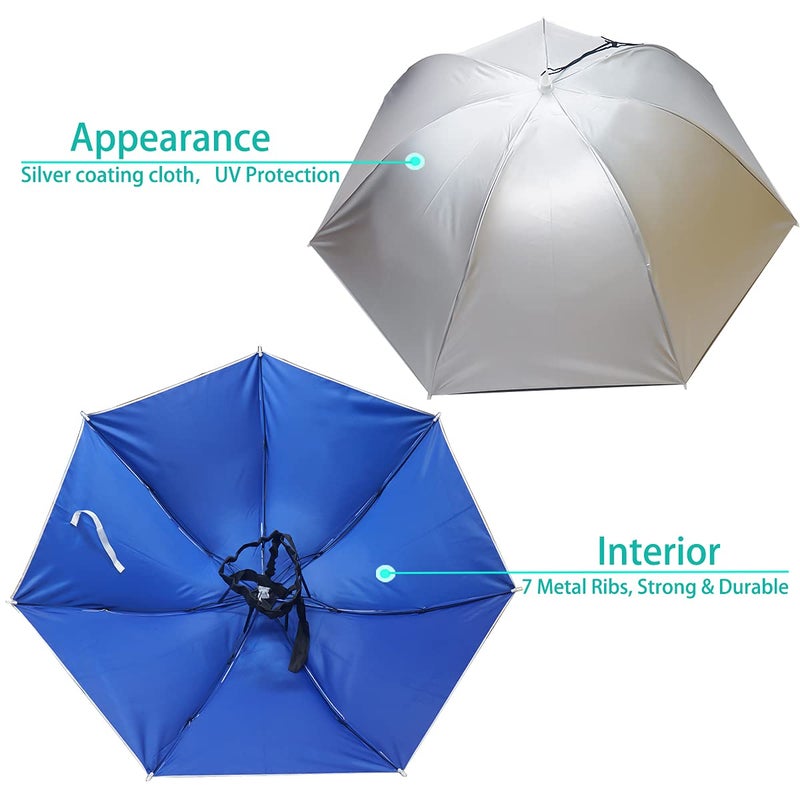 Bocampty Umbrella Hat, 37 inch Fishing Hat Hands Free Foldable UV Protection Umbrella Cap Adjustable Headwear for Fishing Golf Camping Beach Gardening Sunshade Outdoor - Image 2