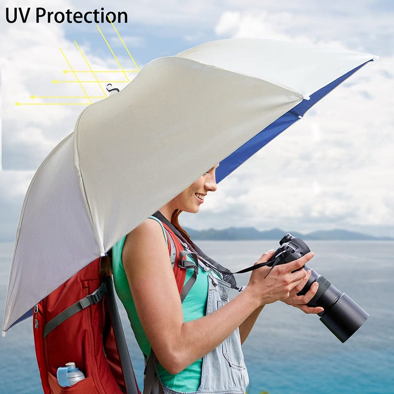 Bocampty Umbrella Hat, 37 inch Fishing Hat Hands Free Foldable UV Protection Umbrella Cap Adjustable Headwear for Fishing Golf Camping Beach Gardening Sunshade Outdoor - Image 3