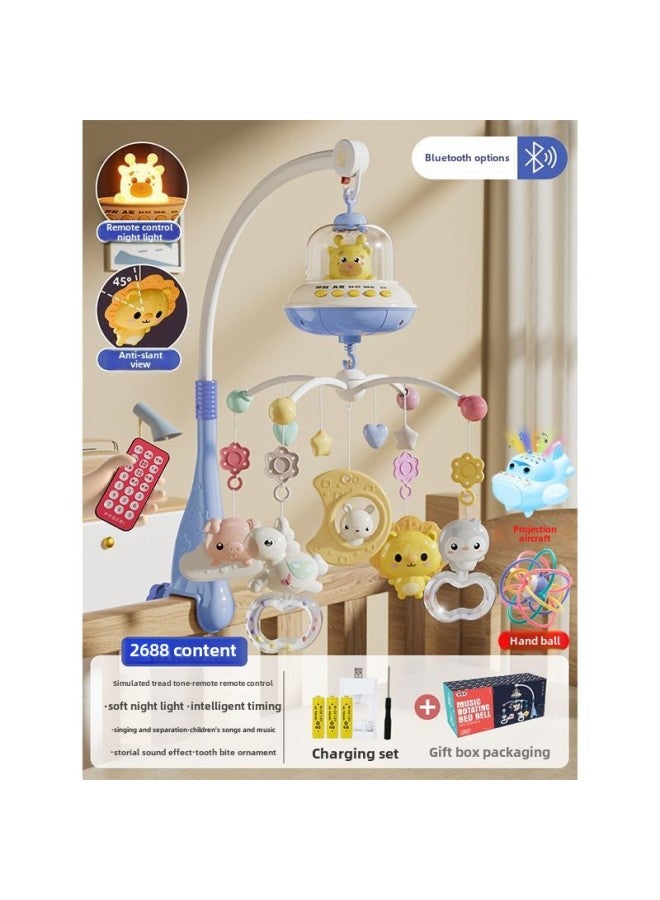 Newborn Baby Cradle Bed Baby Bed Bell 0-1 Years Old 3-6 Months 12 Toy Music Rotating Bedside Bell-Color:❤Bluetooth Charging [remote Control Luminous Timing] + Ball + Spaceship Blue  - Image 1