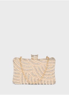Khizana Diamante Pearl Box Clutch Bag  - Image 1