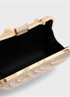 Khizana Diamante Pearl Box Clutch Bag  - Image 5