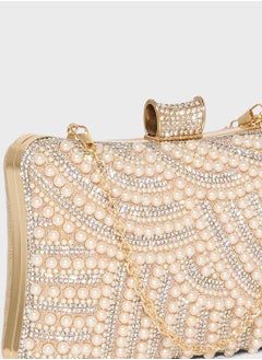 Khizana Diamante Pearl Box Clutch Bag  - Image 4