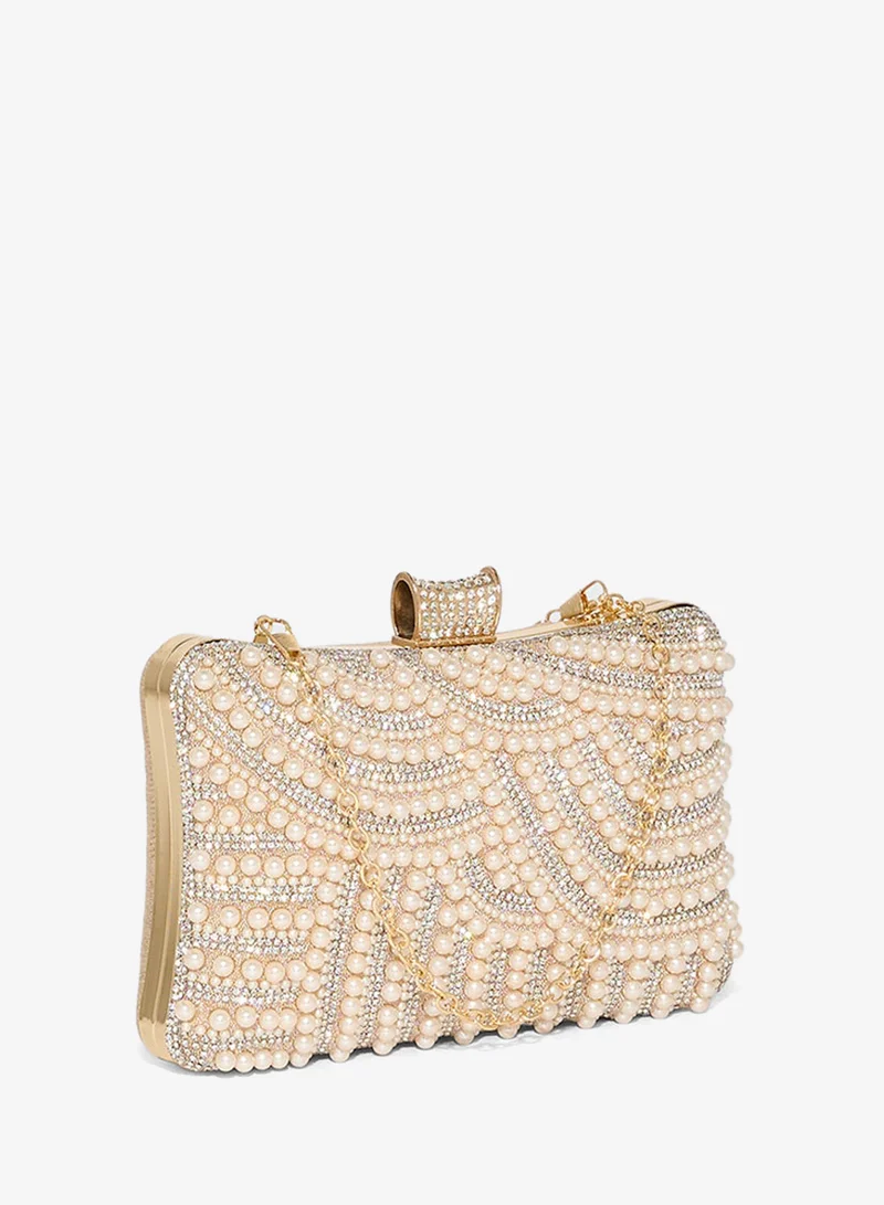 Khizana  Diamante Pearl Box Clutch Bag for Women | Best Price UAE