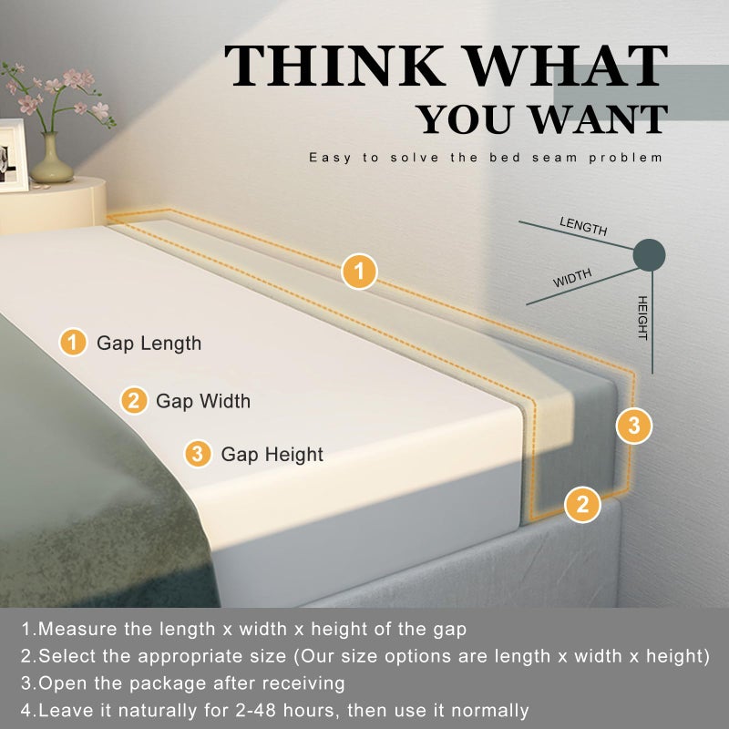 WUIOYNF Mattress Extender, Bed Gap/Space Filler, Headboard Pillow Between Headboard and Mattress or Wall, High-Density Foam with Removable Coverï¼ˆLight Grey-Twin/Twin XL-39 * 4 * 8inï¼‰ - Image 3