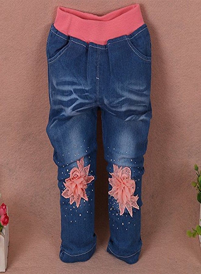 Yao 6M-4Y Infant 3Pcs Baby Girls Clothes Set Toddler Outfits Lace Dress Jacket and Jeans (1-2Y,Flower-Orange) - Image 3
