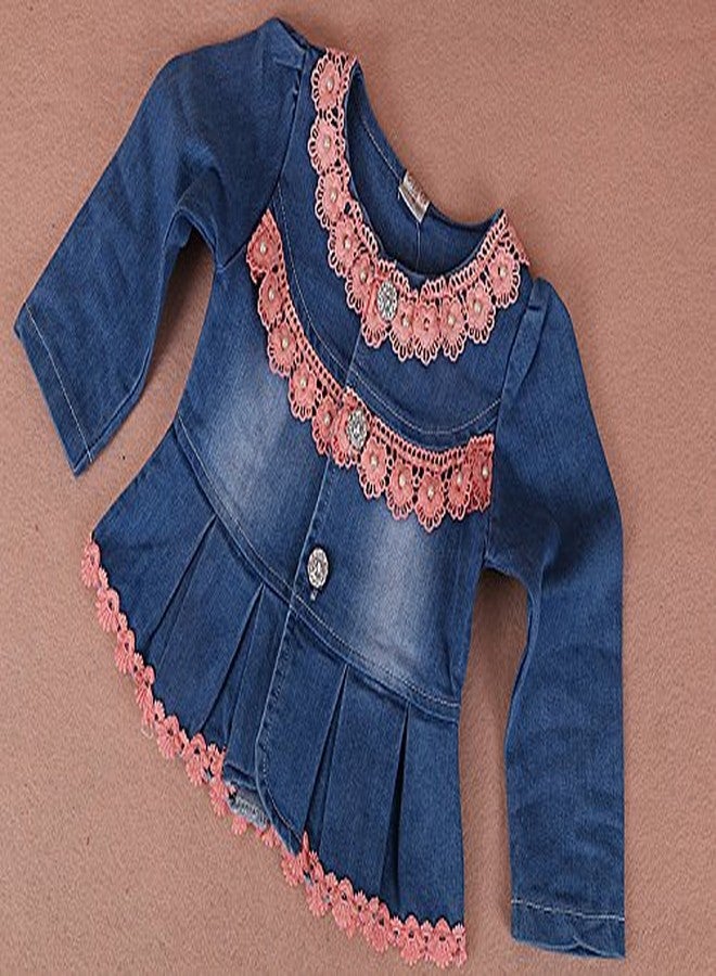 Yao 6M-4Y Infant 3Pcs Baby Girls Clothes Set Toddler Outfits Lace Dress Jacket and Jeans (1-2Y,Flower-Orange) - Image 4