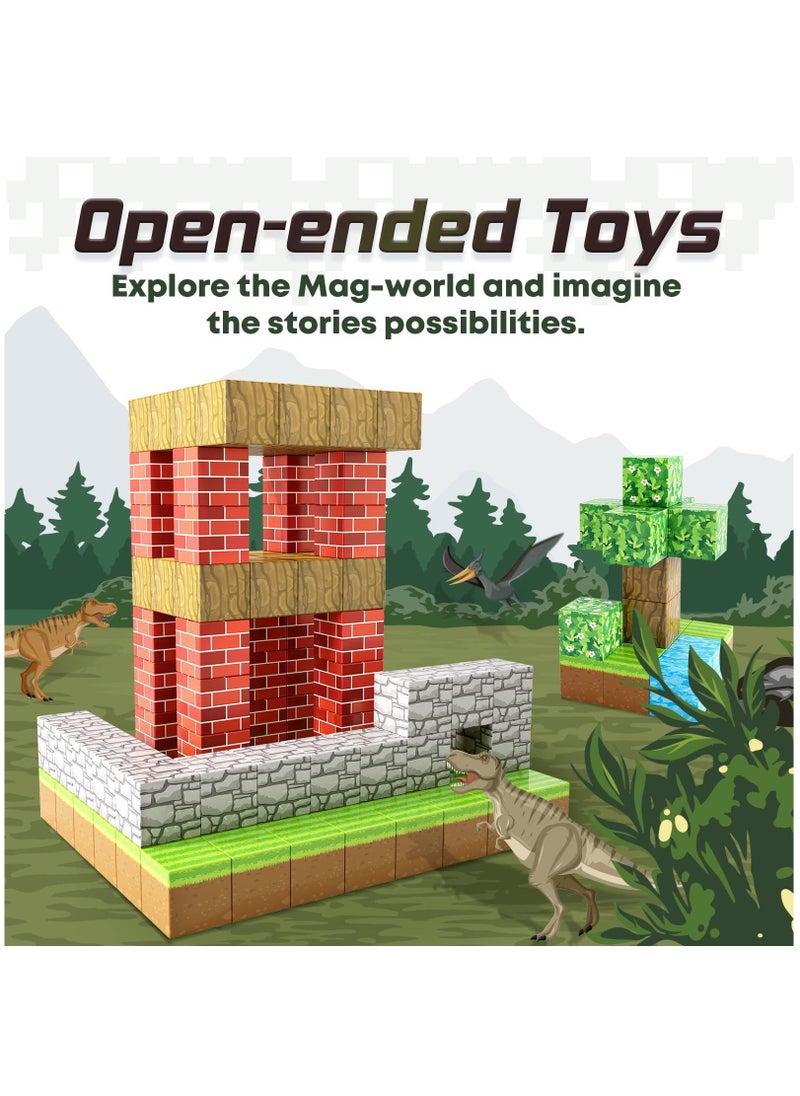null - 128pcs Gem shop square building block set children’s puzzle doll assembled game peripheral mini toys minecrafts magnetic cube intelligent magnetic building block set build a 3D mag-world - Image 1