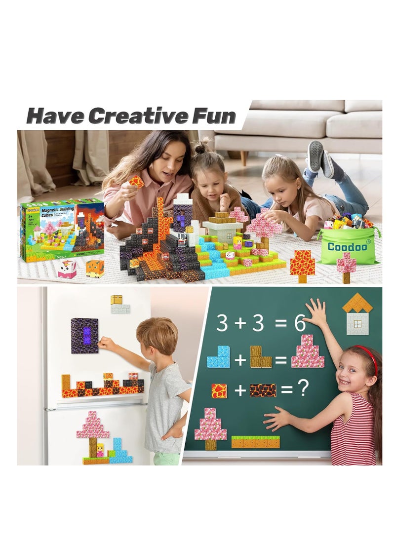 null - 128pcs Gem shop square building block set children’s puzzle doll assembled game peripheral mini toys minecrafts magnetic cube intelligent magnetic building block set build a 3D mag-world - Image 1