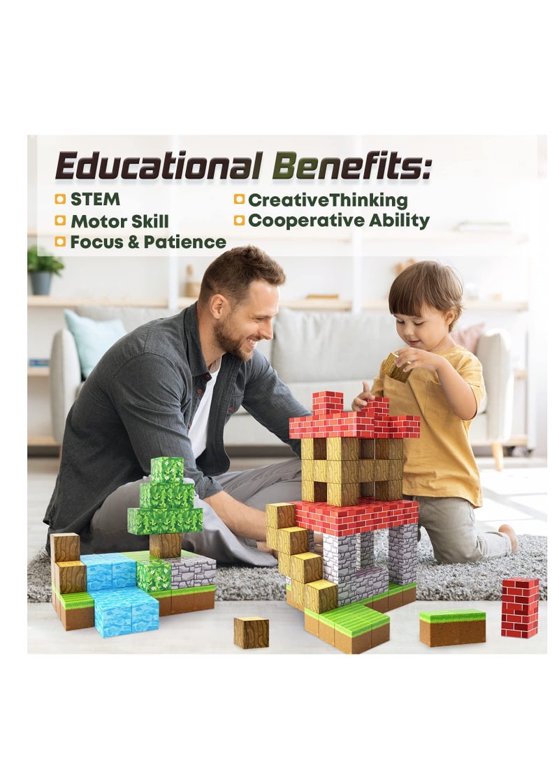 null - 128pcs Gem shop square building block set children’s puzzle doll assembled game peripheral mini toys minecrafts magnetic cube intelligent magnetic building block set build a 3D mag-world - Image 1