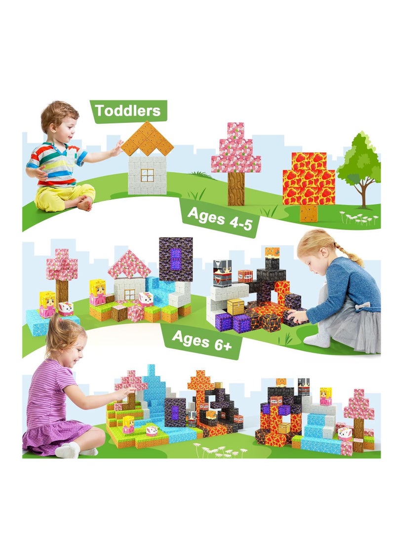 null - 128pcs Gem shop square building block set children’s puzzle doll assembled game peripheral mini toys minecrafts magnetic cube intelligent magnetic building block set build a 3D mag-world - Image 1