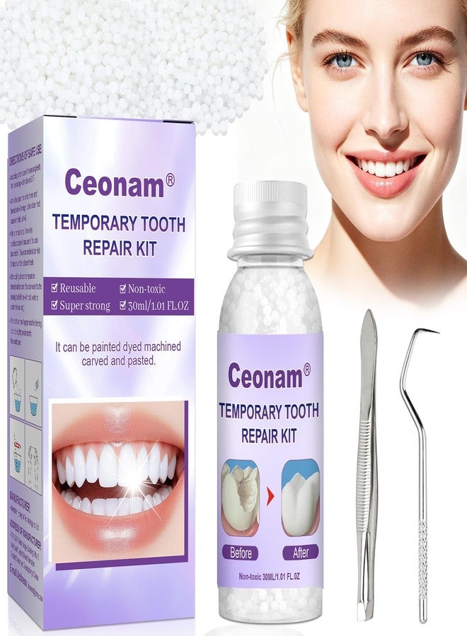 Ceonam 1.0oz / 30ml Moldable Tooth Repair Kit with Stainless Steel Tweezers and Dental Pick, Temporary Tooth Replacement Thermal Beads for Broken or Missing Teeth, Denture Repair, and DIY Oral Care - Image 1