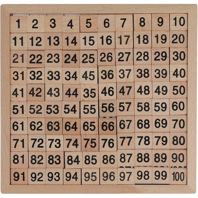 Fubeasi Montessori Game Wooden Hundred Board Number Chart Number Grid Educational Game for Kids - Image 1