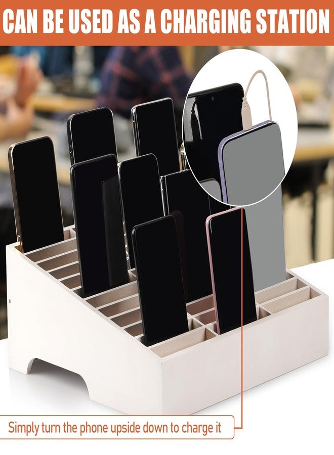 Lzttyee Wooden 36-Grid Cell Phones Storage Box Desktop Mobile Phone Holder Organizer for Office School Classroom (36-Grid White) - Image 3