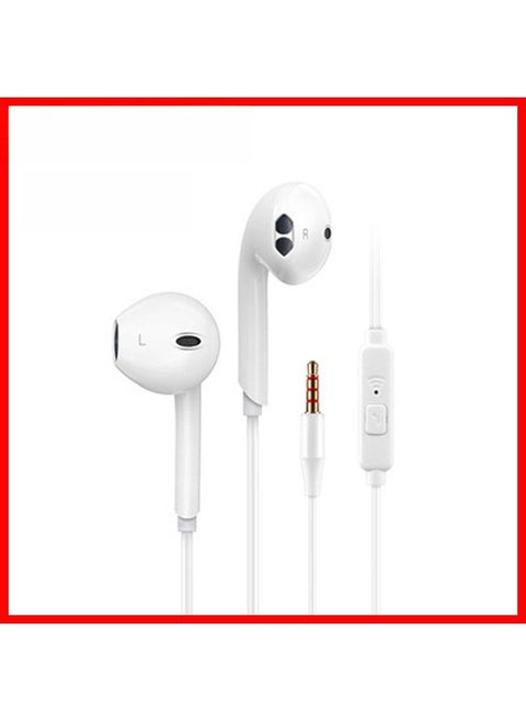 3.5mm In-Ear Wired Headphones for Apple Huawei Android K08 in-ear with wheat 1.2 m-White-bag