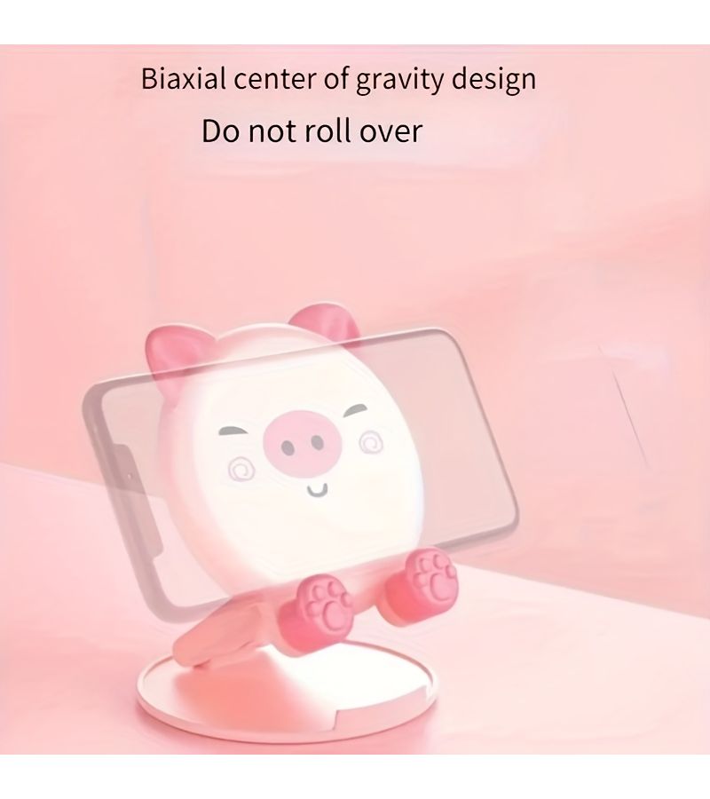 New Cartoon Cute Foldable Portable Multi Functional Phone Stand Adjustable Tablet Holder White Multi Angle Adjustable Desktop Stand Compatible With Phones And Tablets Stable Non Slip For Binge Watching Office Study - Image 4