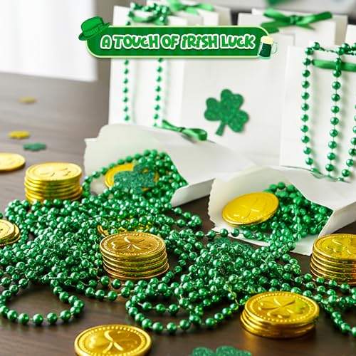4E's Novelty 4Es Novelty 72 Pack St Patricks Day Beads Necklace Bulk Green Beads Saint Pattys Gifts 33 Inch 7mm Party Favor Supply St Patricks Day Outfit Costume Dress UP Accessories Bulk Parade Throws - Image 5