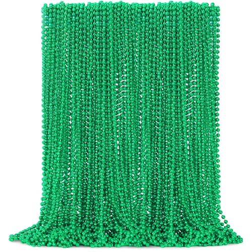 4E's Novelty 4Es Novelty 72 Pack St Patricks Day Beads Necklace Bulk Green Beads Saint Pattys Gifts 33 Inch 7mm Party Favor Supply St Patricks Day Outfit Costume Dress UP Accessories Bulk Parade Throws - Image 1