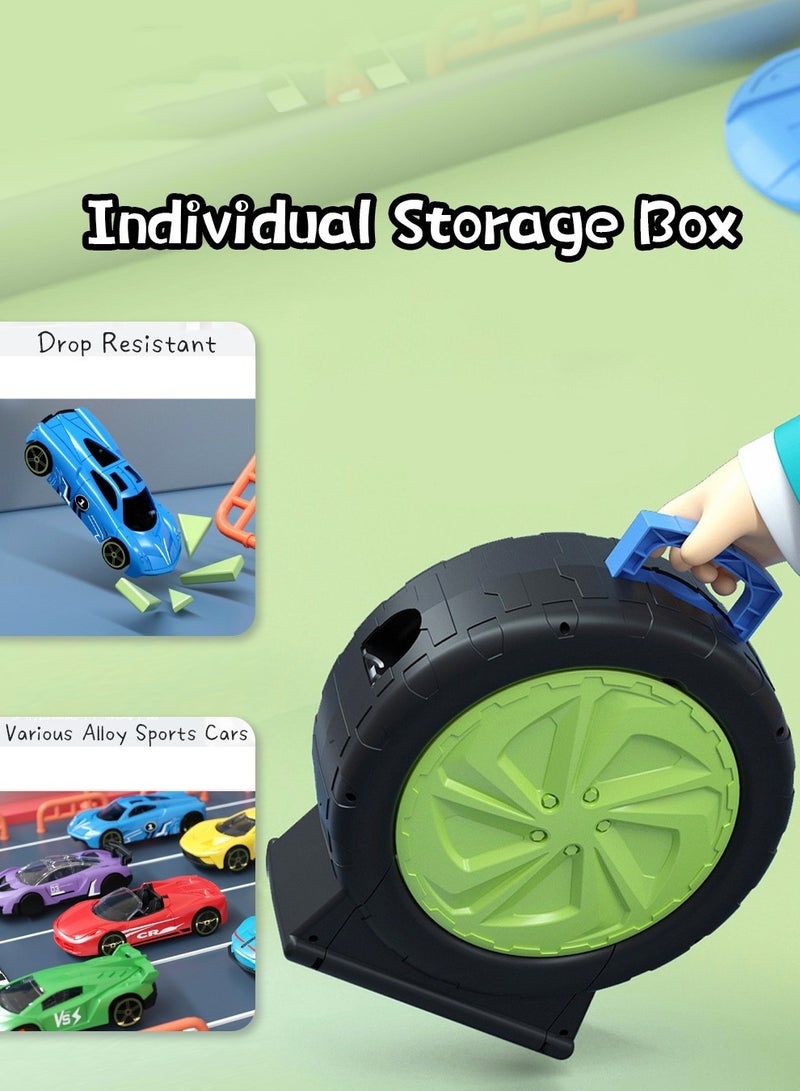 ميكسد لعبة مجموعة وقوف السيارات مع أربع سيارات من السبائك ، مجموعة سيارات لعبة مسار قابلة للفصل - Image 2