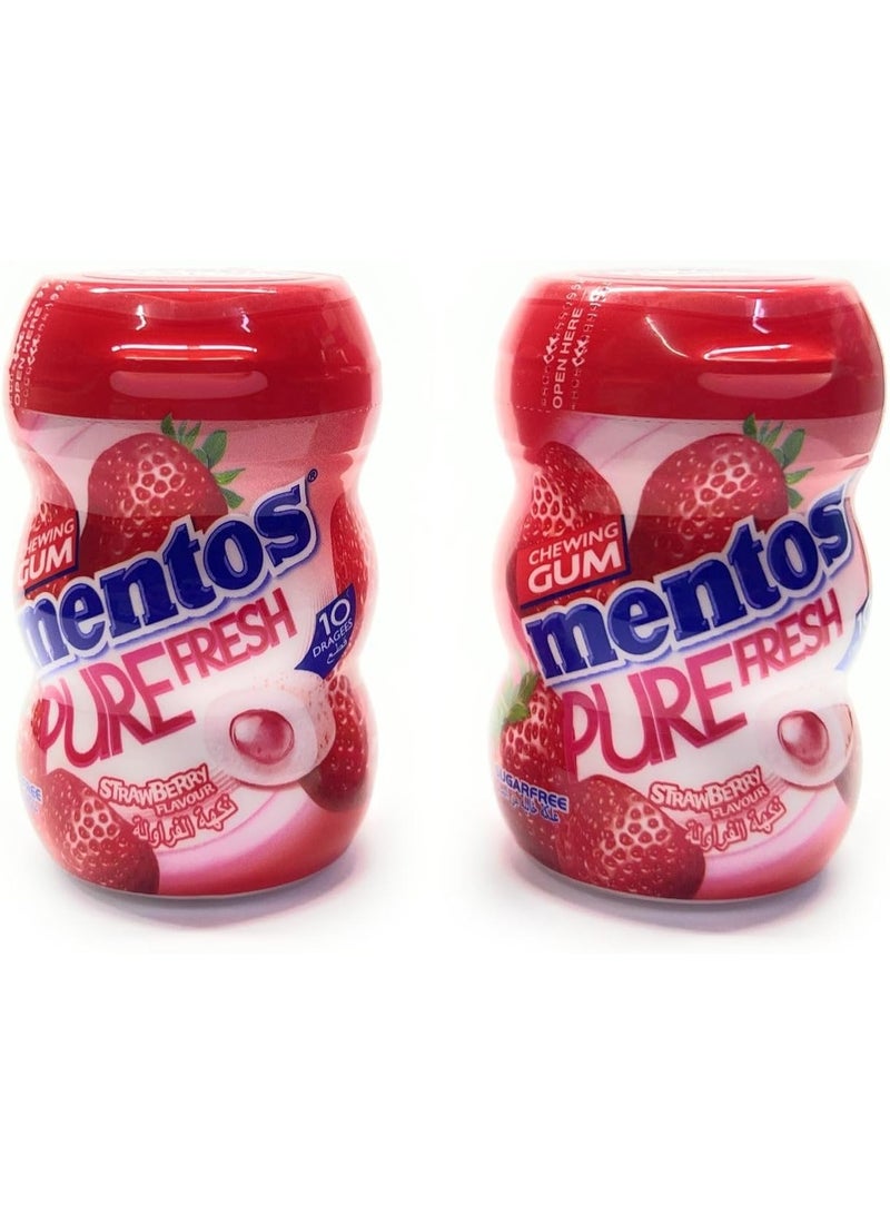 منتوس بيور فريش - علكة خالية من السكر بطعم الفراولة - 2 عبوة  صغيرة