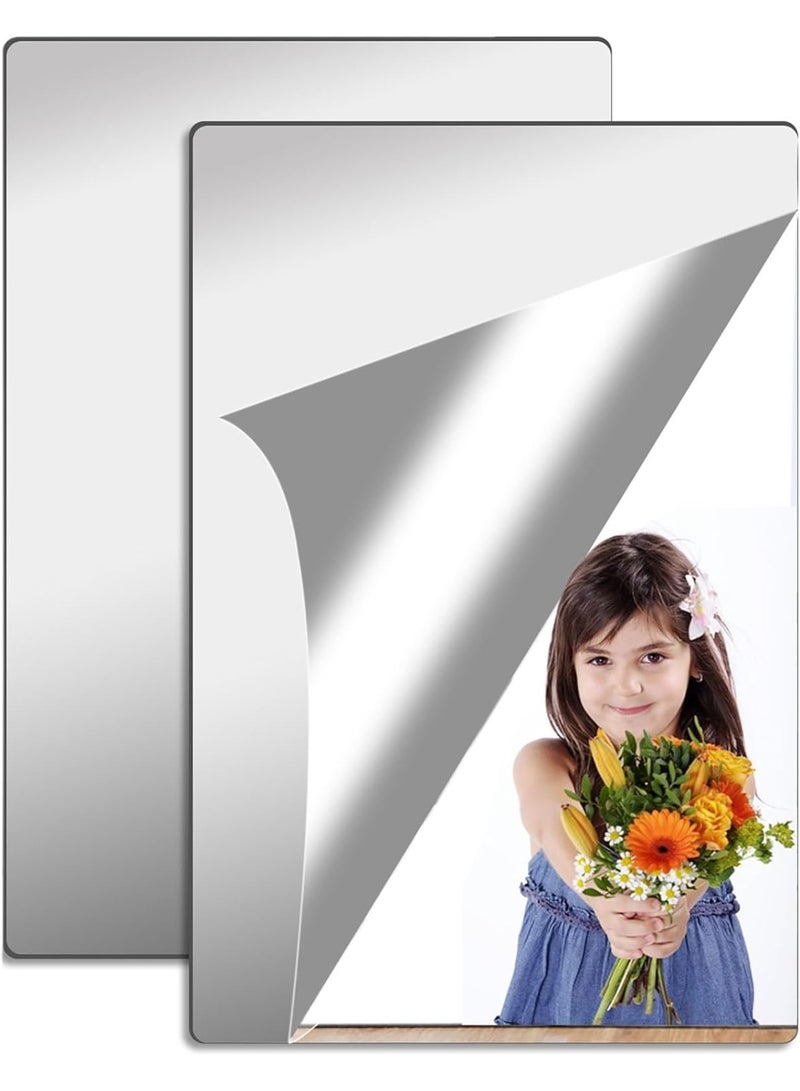 Acrylic Flexible Wall Mirrors – 2 Pack Self-Adhesive HD Mirror Sheets 20x30cm – Lightweight Shatterproof Mirror Tiles for Bathroom, Bedroom, Closet Doors, Makeup Corners & DIY Home Decoration - Image 1