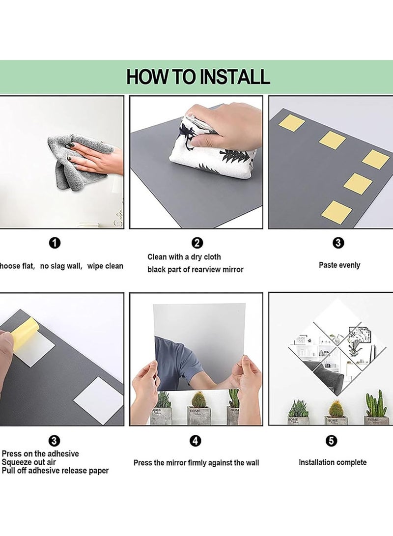 Acrylic Flexible Wall Mirrors – 2 Pack Self-Adhesive HD Mirror Sheets 20x30cm – Lightweight Shatterproof Mirror Tiles for Bathroom, Bedroom, Closet Doors, Makeup Corners & DIY Home Decoration - Image 3