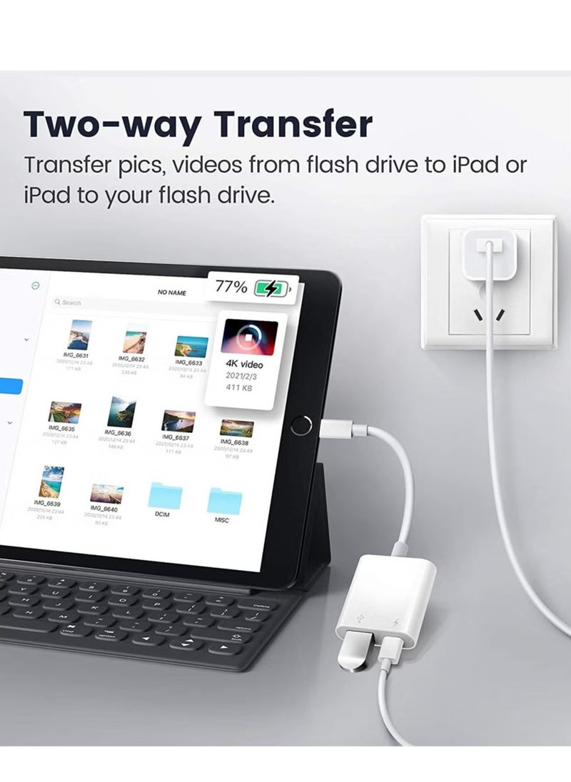 LIXES - USB And Camera To Lightning Adapter White - Image 1