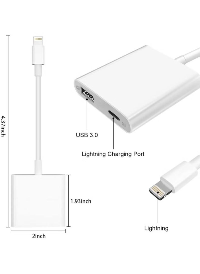 LIXES - USB And Camera To Lightning Adapter White - Image 1