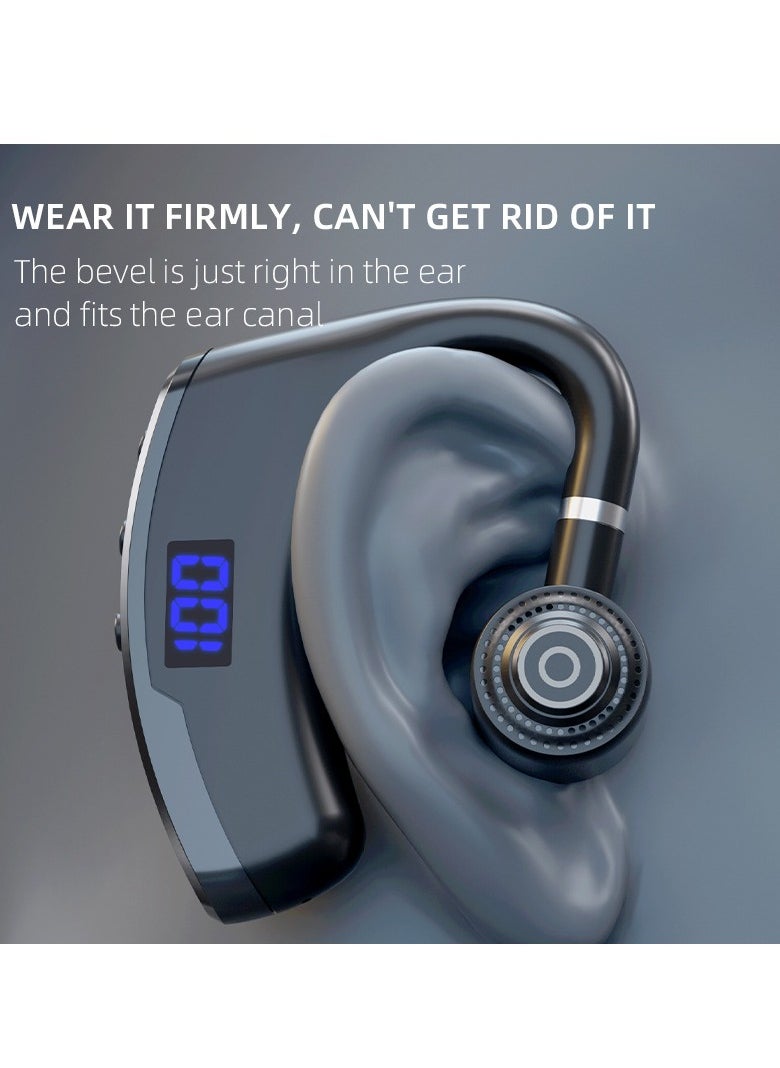 GELESE - New Single-ear Business Bluetooth Earphone Wireless Ear-hanging Digital Display Bluetooth Headset - Image 1