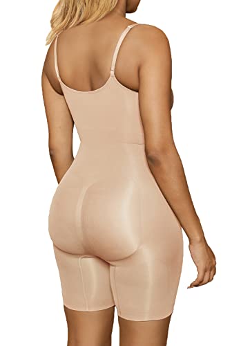 SHAPERX Shapewear for Women Tummy Control Bodysuit Mid Thigh Butt Lifter Body Shaper Shorts,SZ5218-Beige-L/XL - Image 2