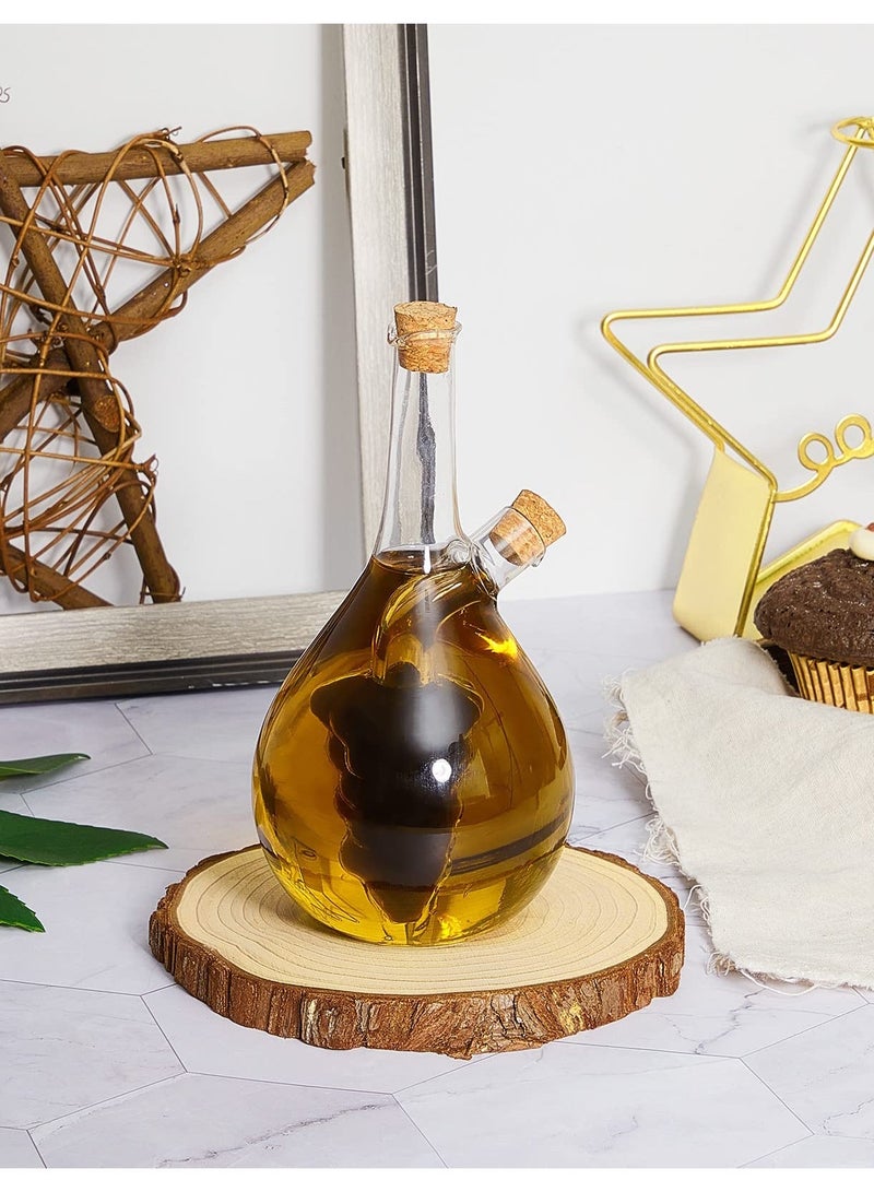 Y&D 2 Pcs Olive Oil and Vinegar Dispenser Set in 1 Glass Bottles for Kitchen Soy Sauce Cruet Double Pourer Spout Stoppers Cooking Container, Modern - Image 4