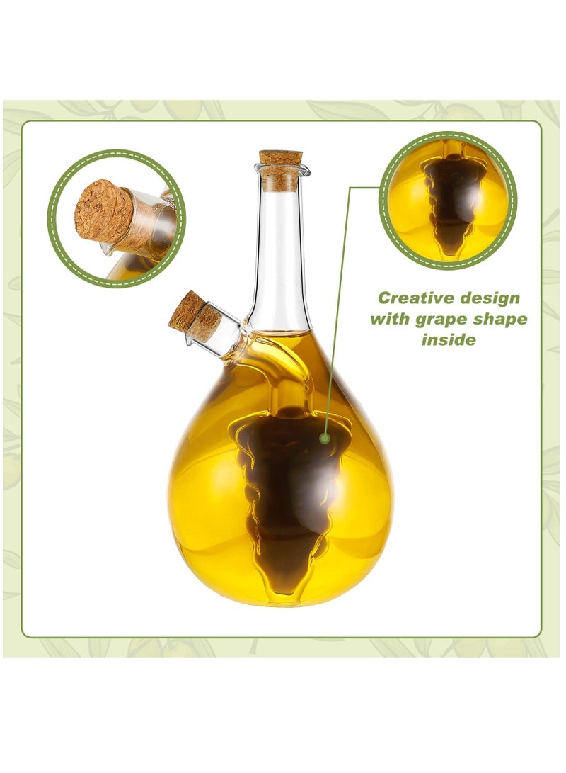 Y&D 2 Pcs Olive Oil and Vinegar Dispenser Set in 1 Glass Bottles for Kitchen Soy Sauce Cruet Double Pourer Spout Stoppers Cooking Container, Modern - Image 3