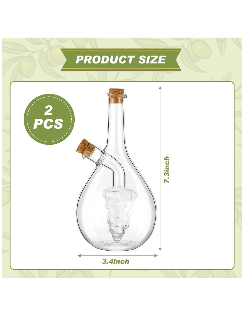 Y&D 2 Pcs Olive Oil and Vinegar Dispenser Set in 1 Glass Bottles for Kitchen Soy Sauce Cruet Double Pourer Spout Stoppers Cooking Container, Modern - Image 2