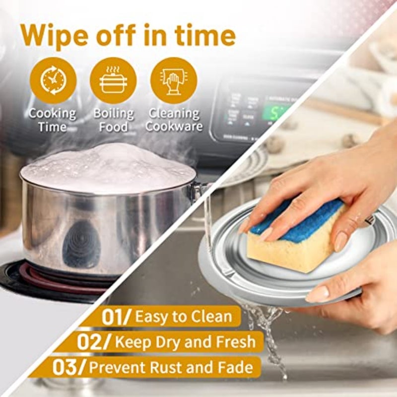 4-Piece Drip Pans Set for GE Stoves - Chrome Finish Steel - Silver - Heat-Resistant, Easy-Clean, Precise Fit - Image 5