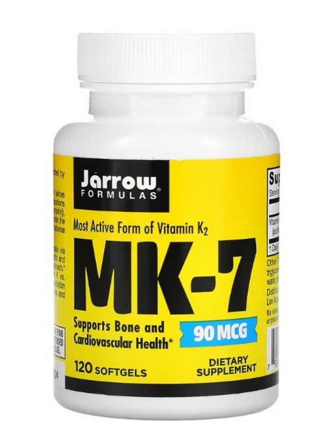 jarrow formulas MK7 Vitamin K2 as MK7 90 mcg 120 Softgels - Image 1