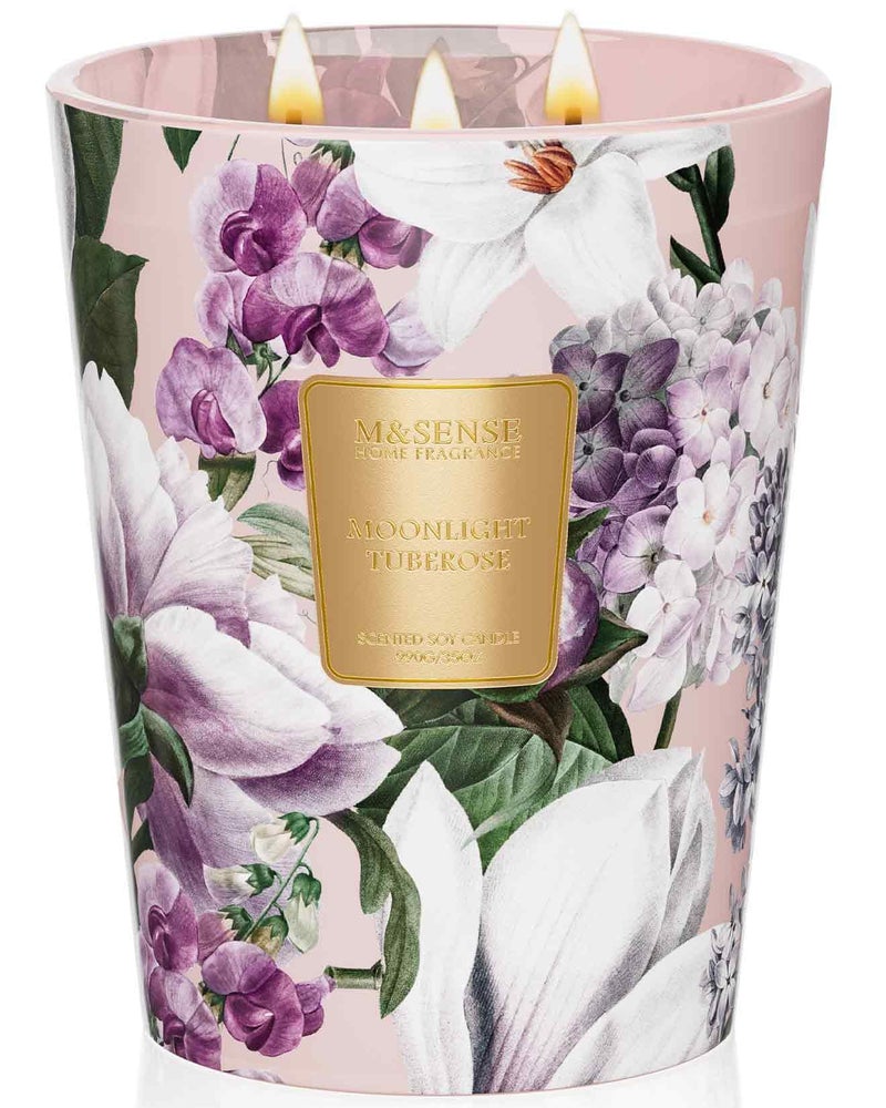 M&SENSE Moonlight Tuberose Large Candles for Home Scented, Natural Soy Long Lasting Slow Burning Candle 35oz 150 Hours Burn, Organic Relaxing Aromatherapy Candle Appreciation Gift for Women - Image 1