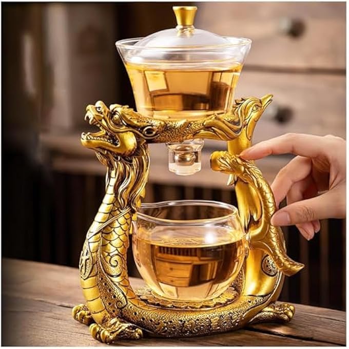 rayihni Semi Automatic Drip Teapot Lazy Kung Fu Glass Magnetic Tea Set Heat Resistant Glass Magic Teapot Set Suitable For HomeOffice Reception Tea Set Perfect For Holiday Gifts - Image 1