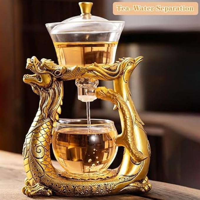 rayihni Semi Automatic Drip Teapot Lazy Kung Fu Glass Magnetic Tea Set Heat Resistant Glass Magic Teapot Set Suitable For HomeOffice Reception Tea Set Perfect For Holiday Gifts - Image 5