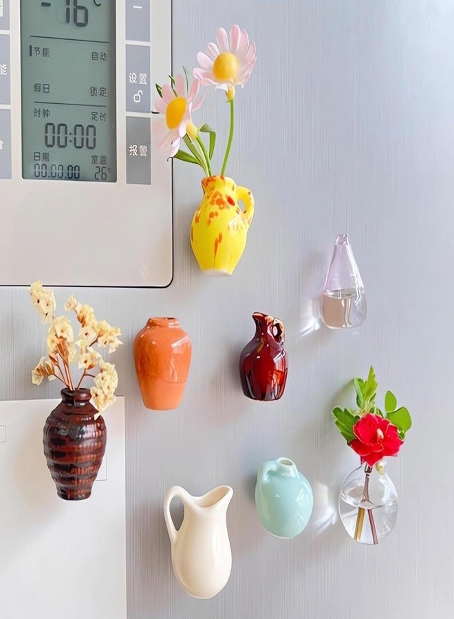 Wisik Enterprise Small Fridge Magnet Vase for Home, Small Strong Magnetic Vase for Fridge of Resin Pots Fridge and Kitchen Accessories Decoration for Notes (8 pcs)(Without Flower) - Image 2