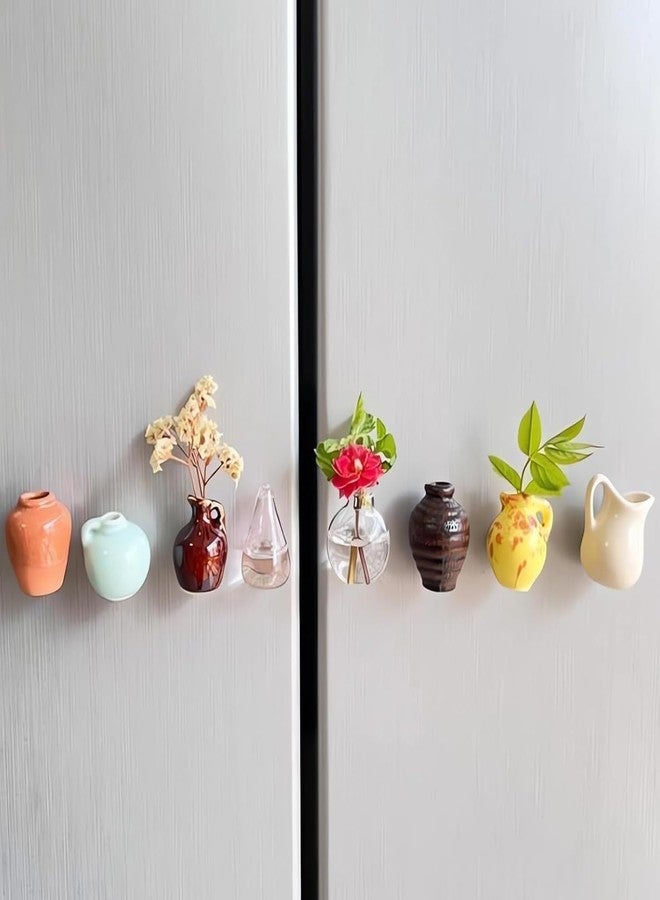 Wisik Enterprise Small Fridge Magnet Vase for Home, Small Strong Magnetic Vase for Fridge of Resin Pots Fridge and Kitchen Accessories Decoration for Notes (8 pcs)(Without Flower) - Image 4