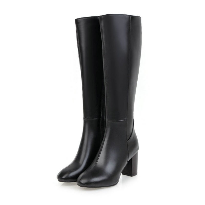 Women'S Boots With Chunky Heels, High Heels, Square Toe, Fashionable Versatile Warm Comfortable Long Boots, Women'S High Boots, Shoes - Image 3