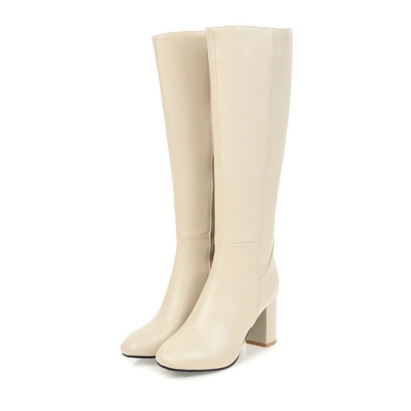 Women'S Boots With Chunky Heels, High Heels, Square Toe, Fashionable Versatile Warm Comfortable Long Boots, Women'S High Boots, Shoes - Image 2