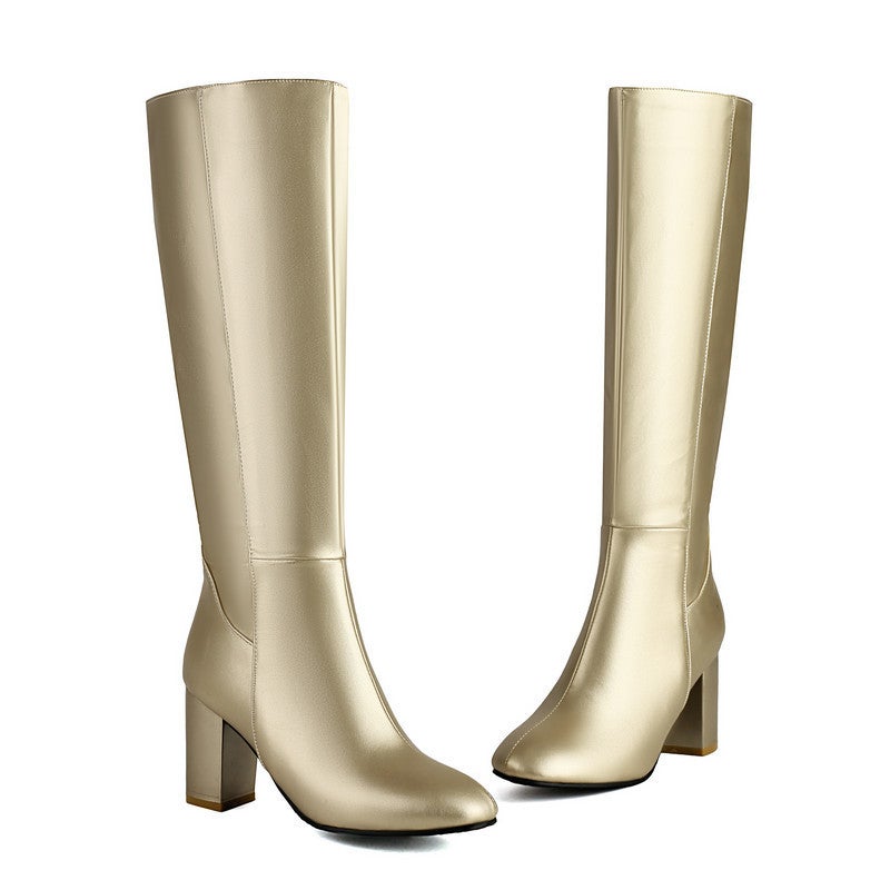 Women'S Boots With Chunky Heels, High Heels, Square Toe, Fashionable Versatile Warm Comfortable Long Boots, Women'S High Boots, Shoes - Image 1